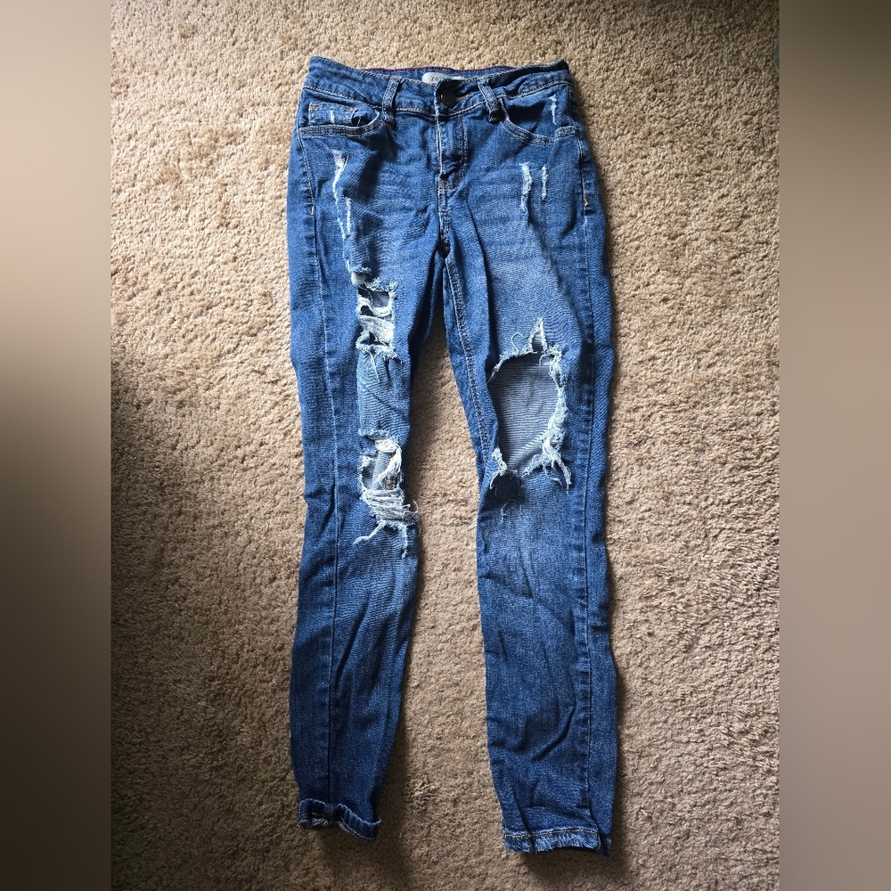 Refuge Ripped Blue Skinny Jeans